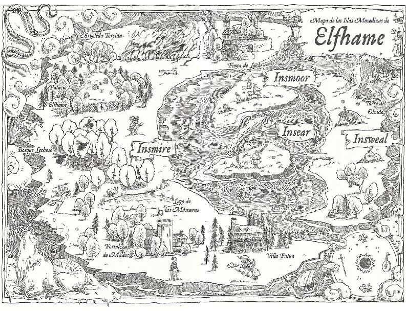 Mapa de Elfhame que sale en el libro